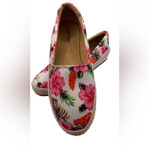 Comfortview Women's Shoes 9.5ww Spencer Slip On Floral Cottage Jute Trim Canvas